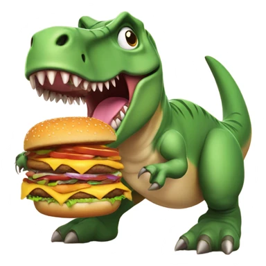 Dinosaur eating a Burger sticker