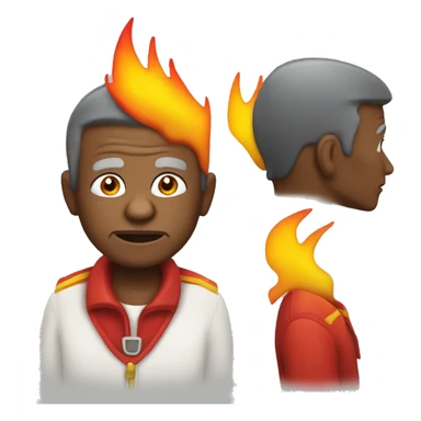 90 year old black man with a red and yellow Mohawk with fire coming out of his ears sticker