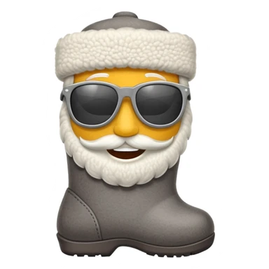 A cute traditional Russian felt boot (valenok) with a smiling face, wearing sunglasses and looking cool sticker