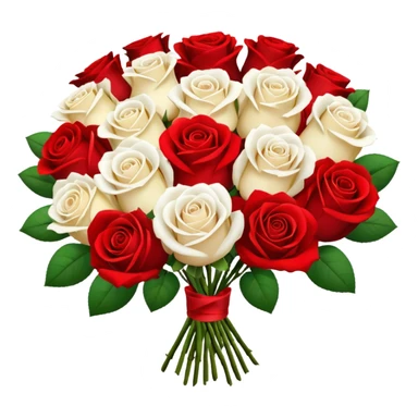 White rose and red rose bouquet sticker