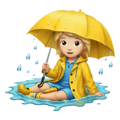 Enfant a caouet jaune coucher devant un égout et il pleut sticker