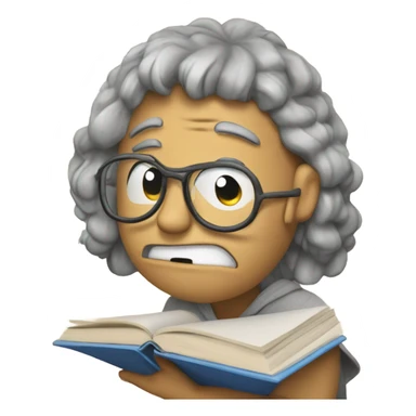 Stressed person with textbooks writing on them sticker