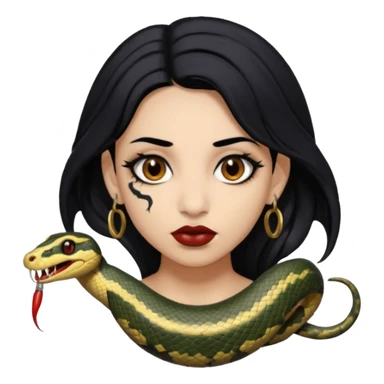 gothic black hair brown eyed brown eyed girl with snake bites and septum piercing  sticker