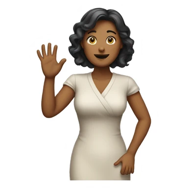 woman awkwardly waving hello sticker
