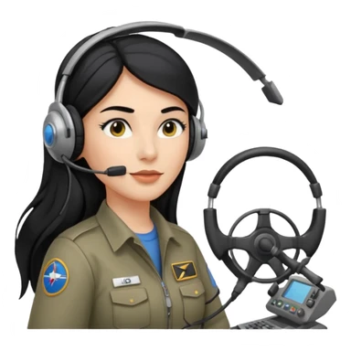 Femme cheveux long noir travaille dans le domaine de l'aéronautique gros sourcils haut du corps sticker