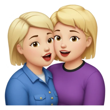 Chubby lesbian with medium brunette hair kissing tall butch lesbian with huge teeth and blonde short hair sticker
