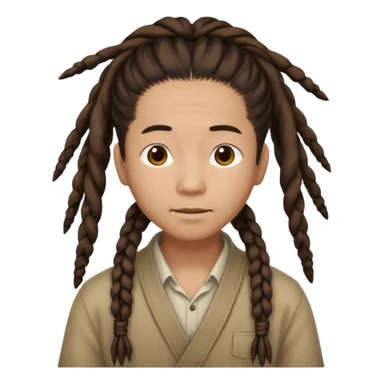 Casual person with tied-back dreadlock, asian sticker