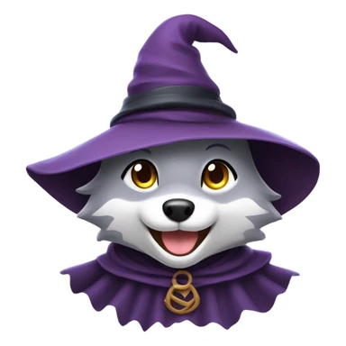 girly wolf dressed as a witch laughing sticker