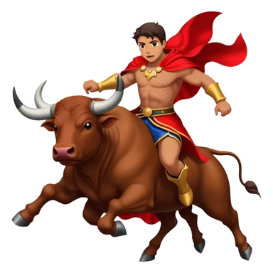 Matador with a red cape facing a charging bull sticker