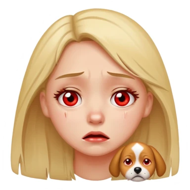 a very upset girl who lost her dog sticker