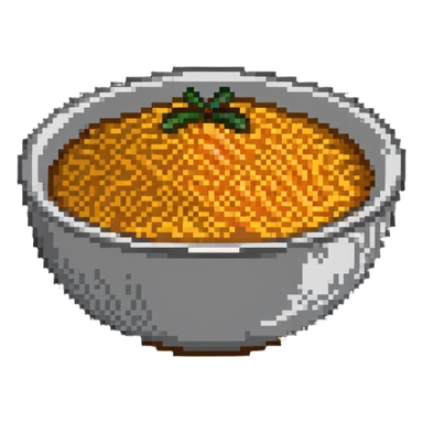 bowl of orange rice, pixel style sticker