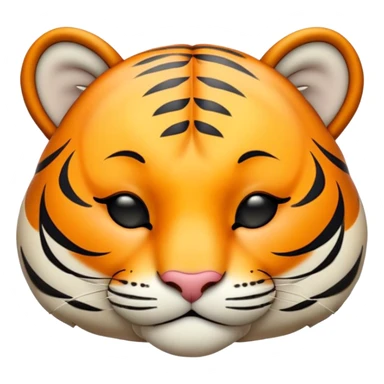 Meme-Worthy cute Sleeping Tiger Portrait Emoji, Head resting peacefully with a contented smile, showcasing a luxuriously striped form and eyes gently closed in serene slumber, Simplified yet comically adorable features, highly detailed, glowing with a soft, drowsy wild light, high shine, relaxed and utterly lovable, stylized with an air of playful laziness, bright and heartwarming, soft glowing outline, capturing the essence of a sleeping tiger that feels destined to become the next viral icon of adorable rest! sticker