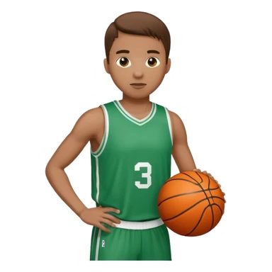 jugador de básquet con pelota y uniforme blanco y verde sticker