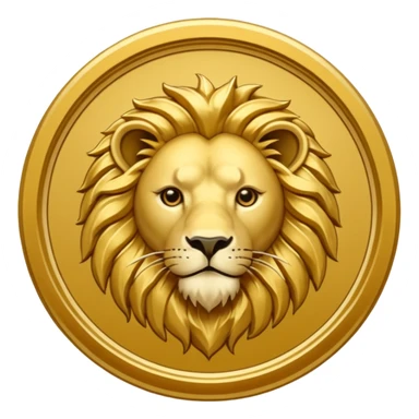 Fais un emoji de pièce d'or ronde avec l'inscription "F" dessus et un lion très détaillé gravé sur la pièce. Le F et le lion doivent être très lisible ainsi que les détails autour de la pièce.Le lion doit être gravé et en 2D il doit pas ressortir, il doit être subtile, le F doit être très visible sticker