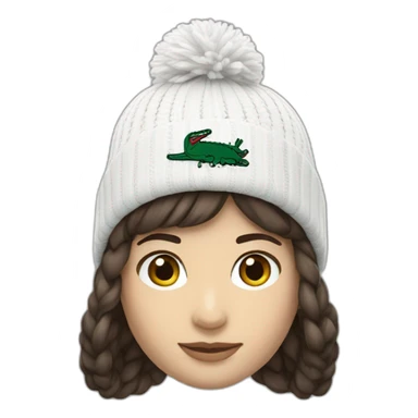 Brunette lacoste beanie with lacoste sticker