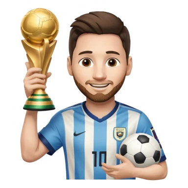 Messi holding the world cup trophy sticker