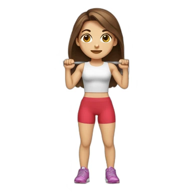 Algerian girl with fair skin long brown hair hazel eyes lifting weights  sticker