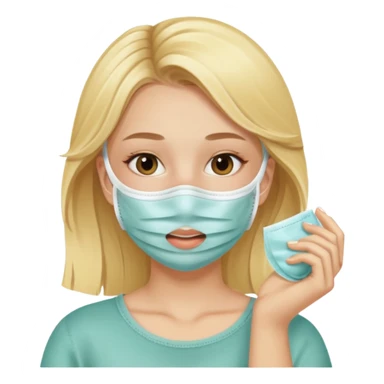 Una chica rubia haciendo skincere sticker