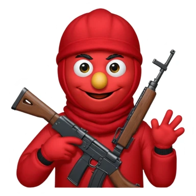 elmo with an AK47 and an black balaclava sticker