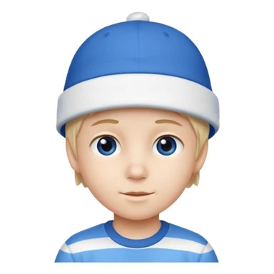 kid with blue and white hat sticker