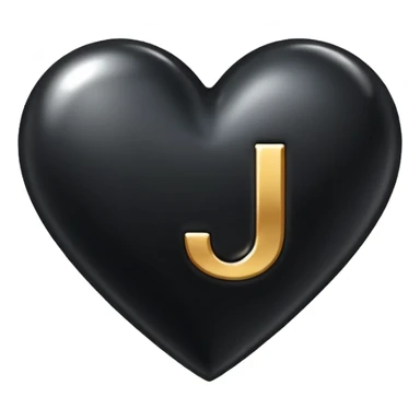 A black heart with the letter "J" in the middle in a pretty font sticker