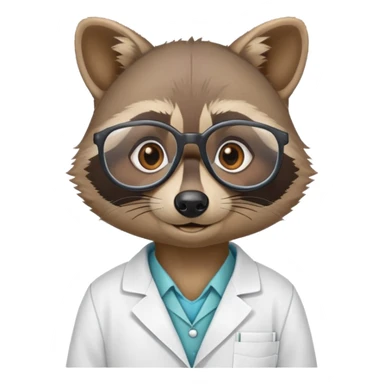 raccoon wearing lab coat and glasses, scientist raccoon sticker
