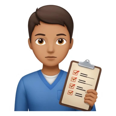 emoji of a purposeful person with a checklist sticker