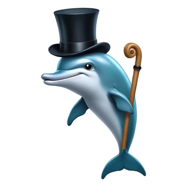 dolphin with a cane and top hat sticker