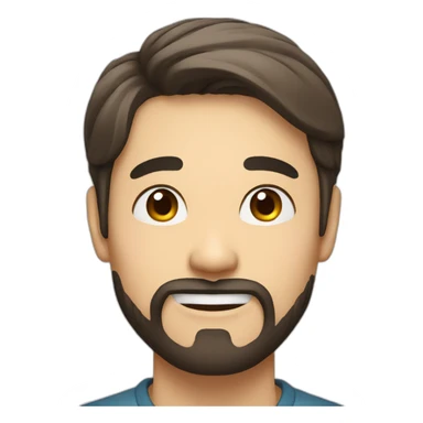 korean male early thirties short beard long brown female hair happy expression sticker