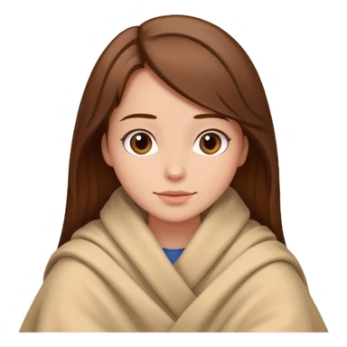 brown hair woman sitting under beige blanket sticker