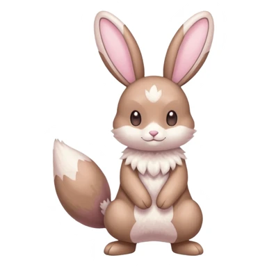 Pastel pink and pastel brown and pastel white Lopunny-Emolga-Cinccino-fusion (full body) sticker