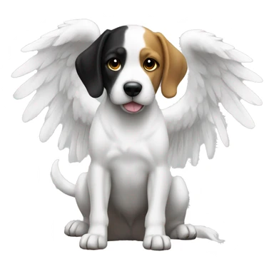 Dog white and a angel black flaying  sticker