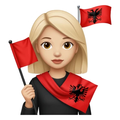 Girl with albanian flag sticker