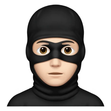 man in black balaclava with no eyes and mouth covers his ears sticker