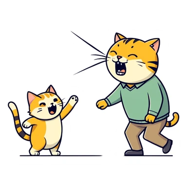golden cat ￼ yelling at old blind man ￼ sticker