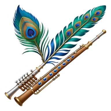 Flute attached with peacock feather sticker