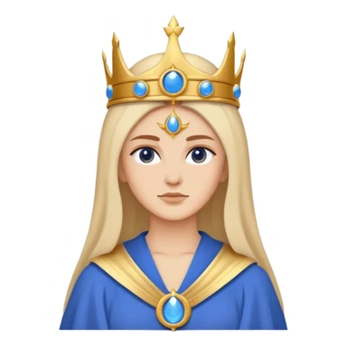 High Priestess tarot card with moon crown, blue robes, minimalist iPhone emoji style sticker