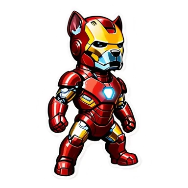 a dog in an ironman suit sticker