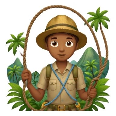 Boy carrying rope,Jungle Explorers. sticker