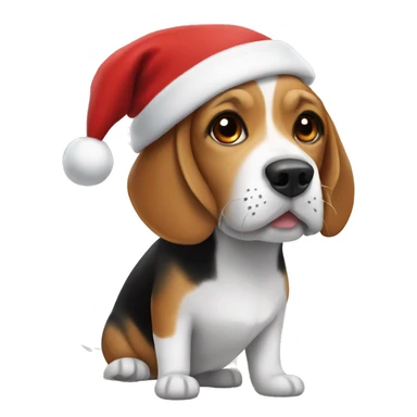 Beagle with Santa hat sticker