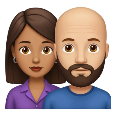 Man beard bald white woman medium hair brown latina sticker