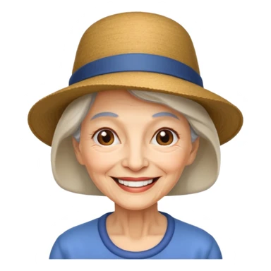 elderly woman with hat sticker