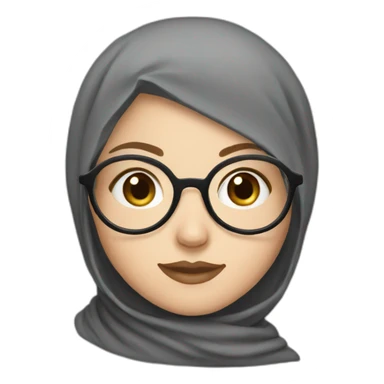 a white girl with hijab and round glasses sticker