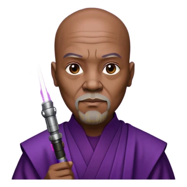 star wars master windu bald head with purple lightsaber sticker