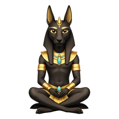 Ancient style casually adorned anubis formally sitting posed  sticker