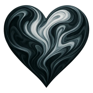heart with a swirling ink effect, digital illustration, no background sticker