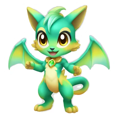 a anthro chibi-style colorful gradient-shiny gem-sparkle-Fakémon-hybrid full body sticker