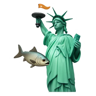 Statue of Liberty holding a fish sticker