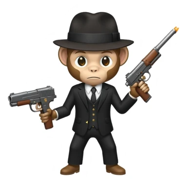 Monkey gangster holding an uzi gun sticker