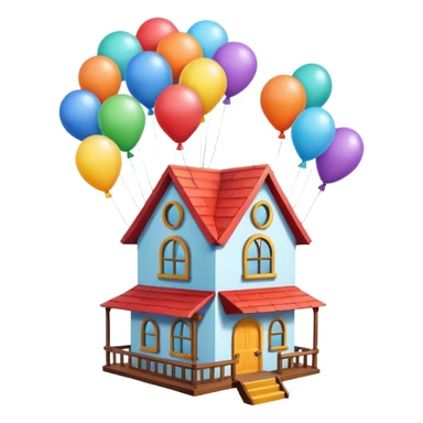 flying house with ballons sticker